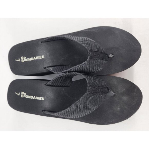 No Boundaries Womens Size 7 Chunky Y2K Inspired Platform Flip Flop Sandals Black - Picture 3 of 11